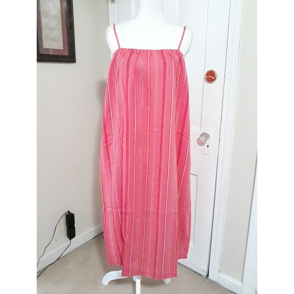 Women's Easy Linen Blend Strappy Dress (M /8-10) "PINK STRIPED" ~ NEW!!! - Picture 2 of 9